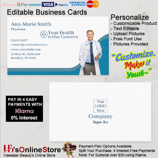 Cartão De Visita Medical Health Blue Physician Wave Uniform Scrubs 