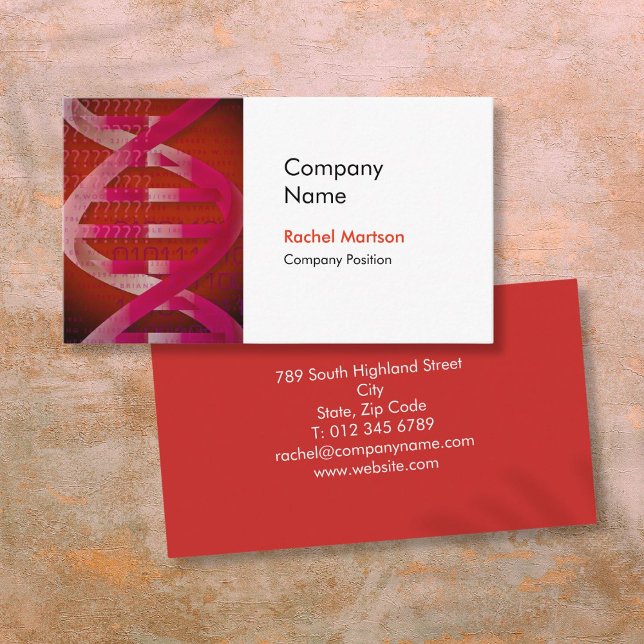 Cartão De Visita Medical Science DNA Modern (Medical Science DNA Healthcare Modern Red Business Card)