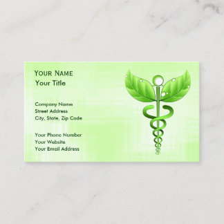 Cartão De Visita Medicina Alternativo Exclusiva para Caduceus Verde