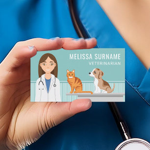 Cartão De Visita Medicina Veterinária Mulher Médica Veterinária Cui