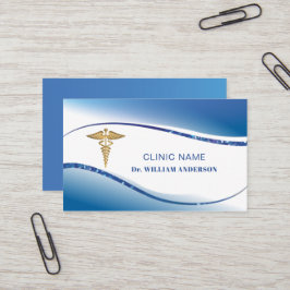 Cartão De Visita Médico Azul Branco Profissional Clínica