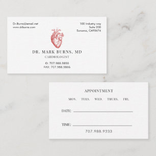 Cartão De Visita Médico Cardiologista Coração Anatômico Consulta