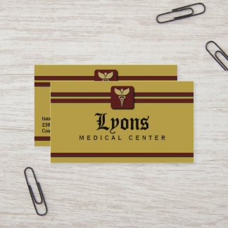 Cartão De Visita Médico de Saúde Caduceus Mustard e Red