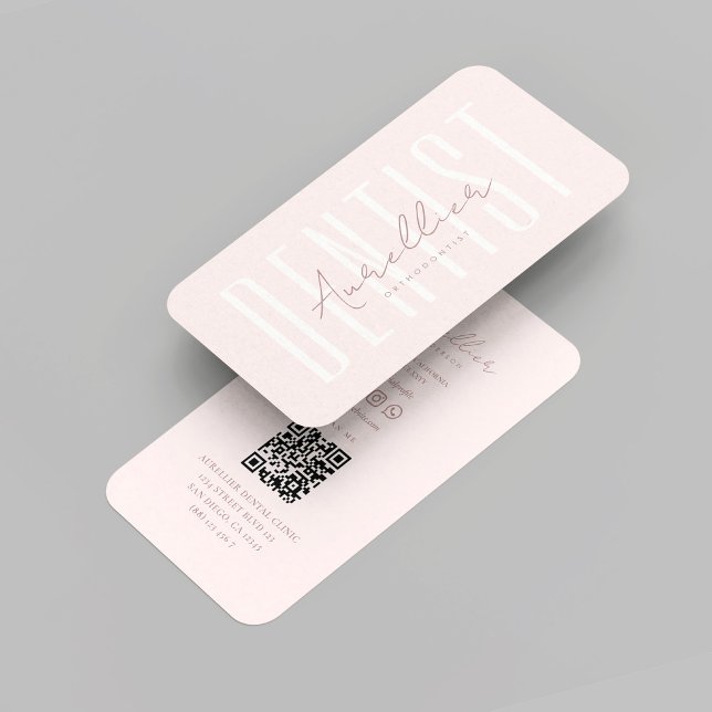 Cartão De Visita Médico Dentista Moderno Cirurgia Dentária Rosa-Ros (Modern Dentist Doctor Dental Surgery Pearl Pink Business Card
)
