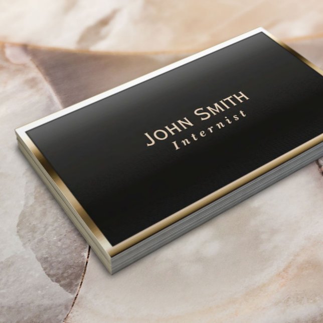 Cartão De Visita Médico Internista de Quadro Dourado Real (Criador carregado)