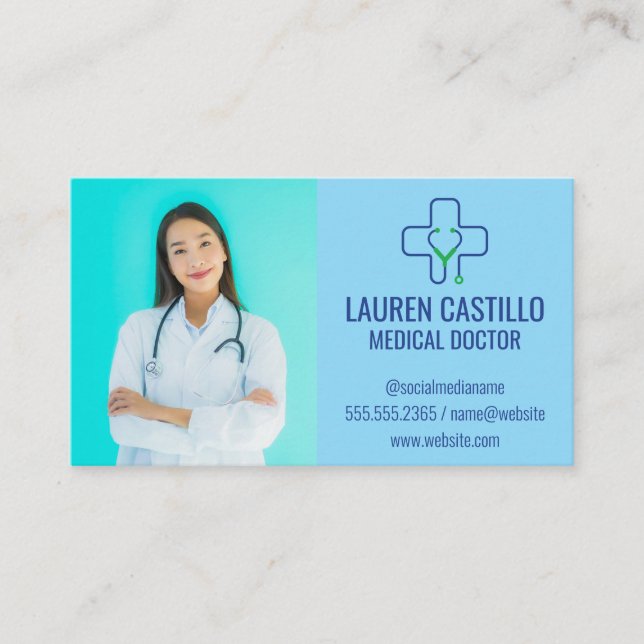 Cartão De Visita Médico | Logotipo de Saúde do Hospital (Frente)