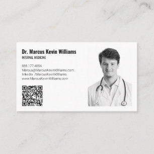 Cartão de Visita Médico Minimalista Branco Moderno