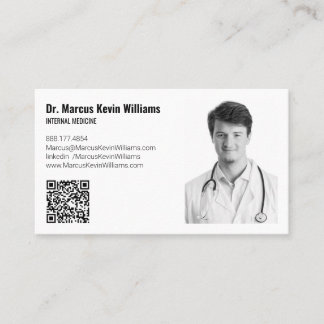 Cartão de Visita Médico Minimalista Branco Moderno