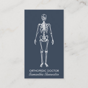 Cartão De Visita Médico ortopédico Esqueleto Azul Escuro Cinza