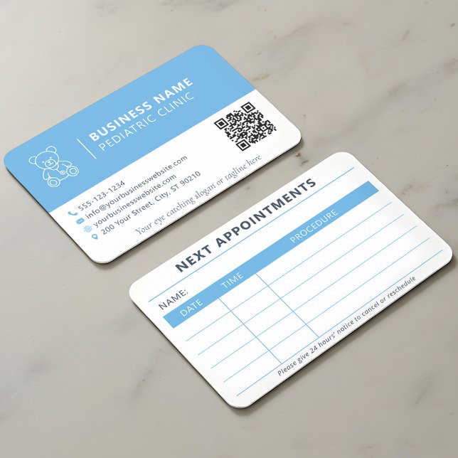 Cartão De Visita Médico Pediátrico Teddy Bear Cute Nomeação (Criador carregado)