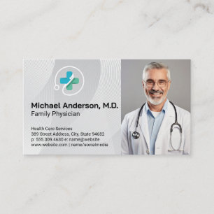 Cartão De Visita Médico Sorridente   Logotipo de Serviços de Saúde