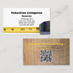 Cartão De Visita Medindo o código QR profissional de madeira de fi