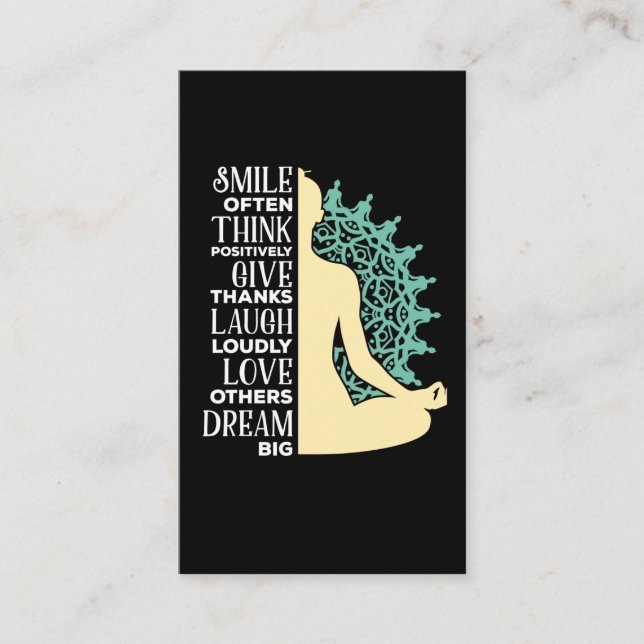 Cartão De Visita Meditação Budista Yoga Cita Budismo Zen (Frente)