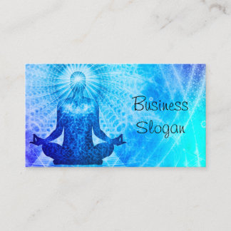 Cartão De Visita Meditação de Bem-Estar Azul