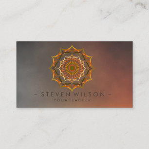 Cartão De Visita Meditação de Flor Mandala Damask Yoga Lotus