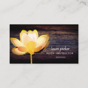 Cartão De Visita Meditação de Instrutor Yoga Dourada Zen Wood