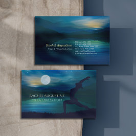 Cartão De Visita Meditação de Ioga à Lua Crescente Saltação da Lua