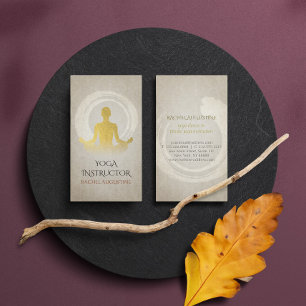 Cartão De Visita Meditação de Ioga de Folha de Ouro Elegante Símbol