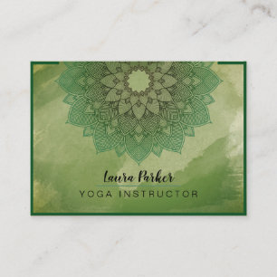 Cartão De Visita Meditação de Mandala Lotus Verde Yoga Holística