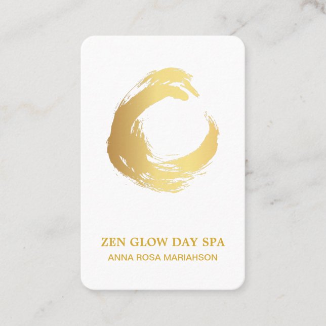 Cartão De Visita *~* Meditação de Pincel Dourado Zen Abstrato Reiki (Frente)