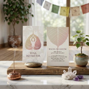 Cartão De Visita Meditação de Yoga Elegante com Folha de Bodhi