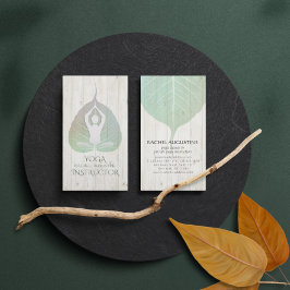 Cartão De Visita Meditação de Yoga Elegante com Folha de Bodhi