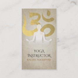 Cartão De Visita Meditação de Yoga Elegante Símbolo de Folha Om Dou