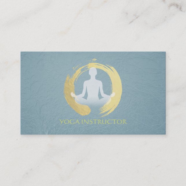 Cartão De Visita Meditação de Yoga Elegante Símbolo de Pose de Ouro (Frente)