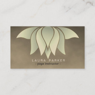 Cartão De Visita Meditação Dourada Verde do Instrutor Lotus Flower 