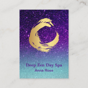 Cartão De Visita *~* Meditação Espiral Zen Dourada Glitter Reiki