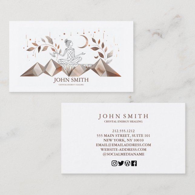 Cartão De Visita Meditação espiritual do Crystal Energy Healer Chak (Frente/Verso)