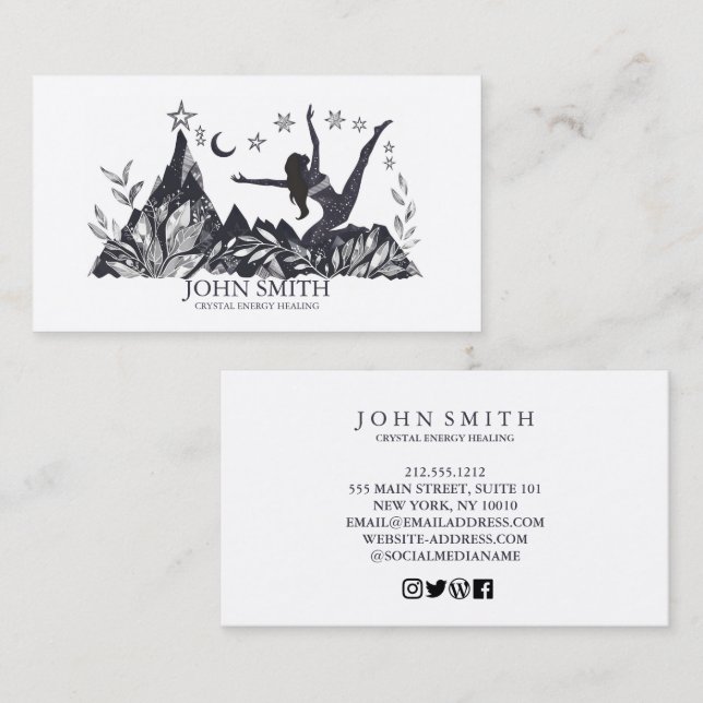 Cartão De Visita Meditação espiritual do Crystal Energy Healer Chak (Frente/Verso)