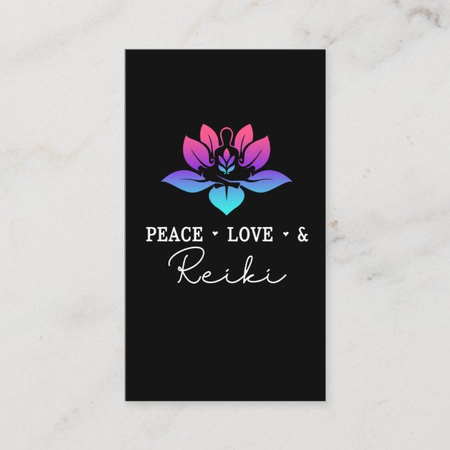 Cartão De Visita Meditação espiritual Peace Love Reiki Chakra (Frente)