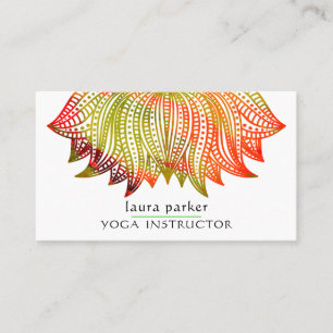 Cartão De Visita Meditação Green Orange Lotus Mandala Yoga Traine