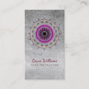 Cartão De Visita Meditação Holística de Mandala Damask Lotus Flower
