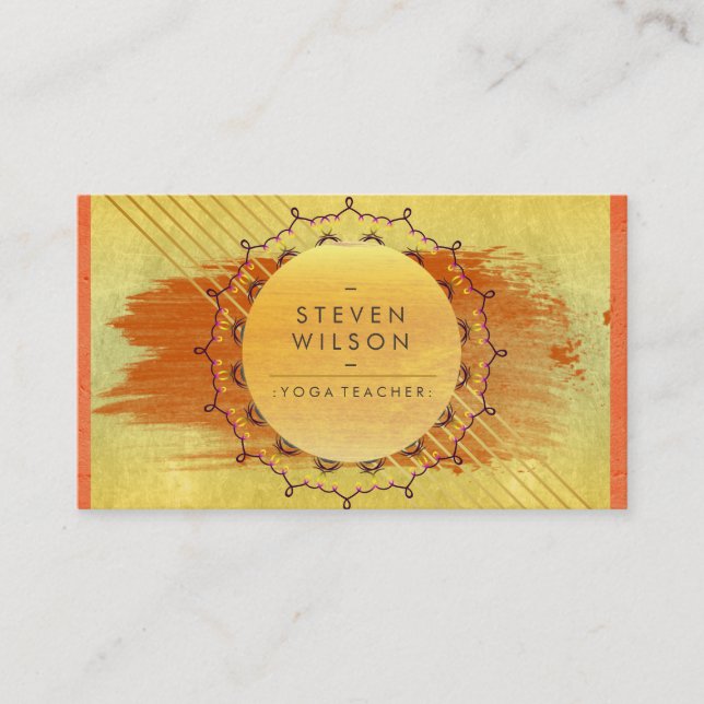 Cartão De Visita Meditação Holística do Professor Yoga Mandala (Frente)