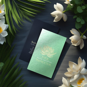 Cartão De Visita Meditação Lótus Yoga, Dourada Verde, Instrutor