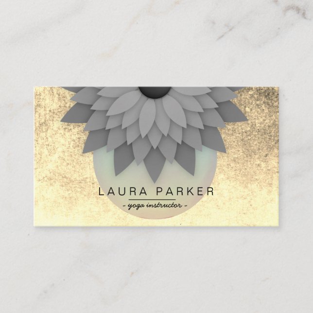 Cartão De Visita Meditação Negra Lótus Flower Yoga (Frente)