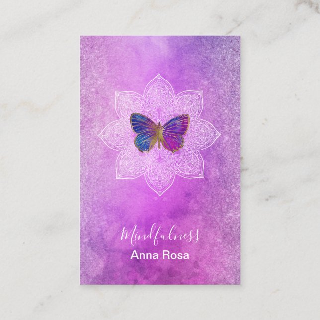 Cartão De Visita *~* Meditação Relitual Mandala Borboleta Reiki (Frente)