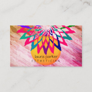 Cartão De Visita Meditação Rosa Rainbow Lotus Flower Yoga Professor