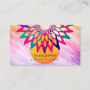 Cartão De Visita Meditação Rosa Rainbow Lotus Flower Yoga Professor