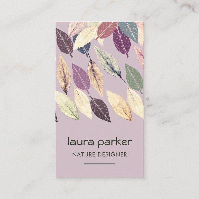 Cartão De Visita Meditação Yoga de Arte Seca de Folha (Frente)