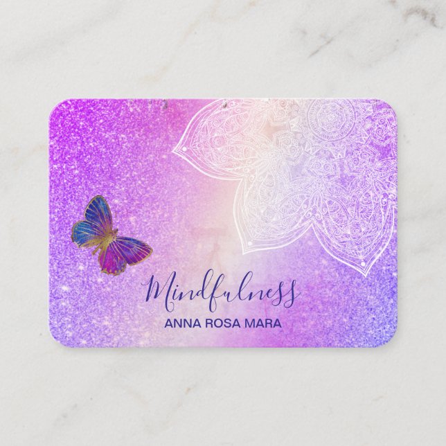 Cartão De Visita *~* Meditação Yoga Reiki. Borboleta Mandala (Frente)