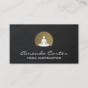 Cartão De Visita Meditação Yoga Sentado Fundo de Couro