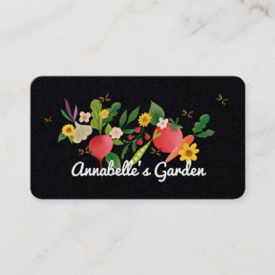 Cartão De Visita Medley de Jardim Vegetal e Borboletas Negro Russo