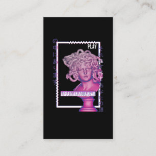 Cartão De Visita Medusa Antiga Estátua Grega Glitch Vaporwave
