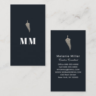 Cartão De Visita Meia-Noite Chic Naval Botânico Nome Personalizado
