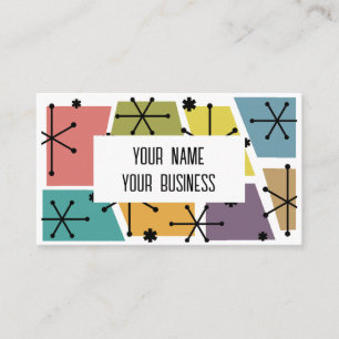 Cartão De Visita Meio século Arte Retroativa Moderna Multicolor