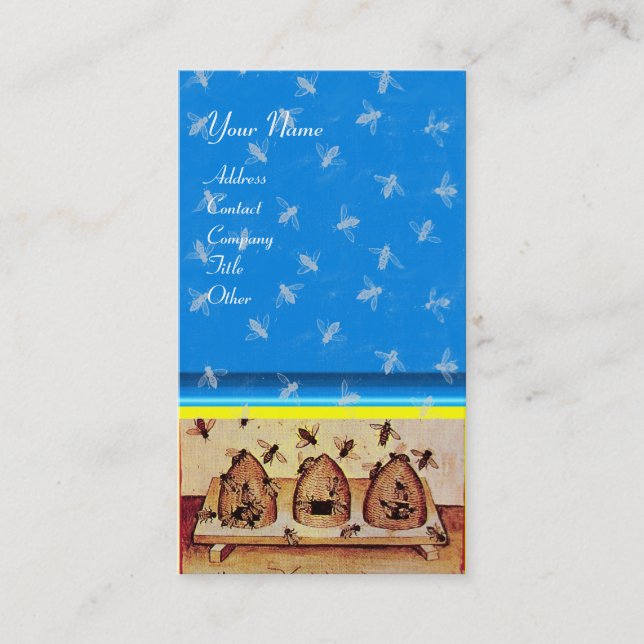 Cartão De Visita MEL-ABELHA, APOSTA, azul (Frente)