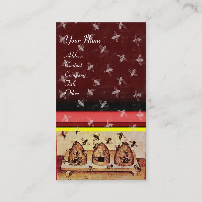 Cartão De Visita MEL-ABELHA, APOSTO, vermelho (Frente)